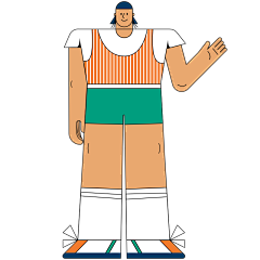 手绘夸张人物插画-男生