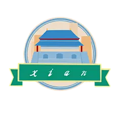 复古风地标建筑徽章纸贴-西安