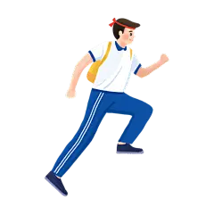 卡通感学生奔跑人物元素