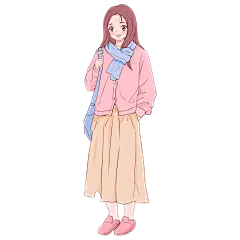 手绘人物插画贴纸-女孩