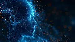 科技风人工智能人像粒子分散背景