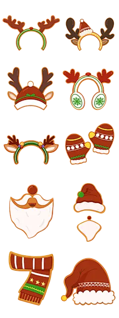 素材组合-扁平风圣诞节插画元素主题素材