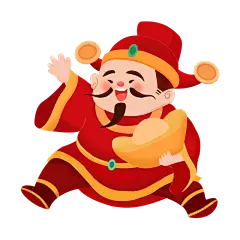 可爱感春节财神爷元素贴纸