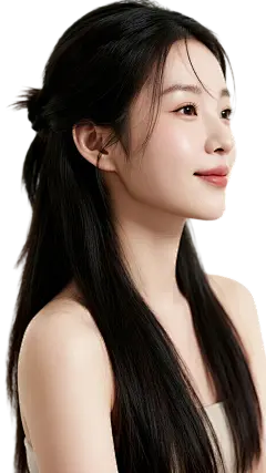 人物系列写实感亚洲美女半侧脸头像元素