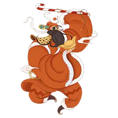 中式圣诞节创意插画贴纸-财神