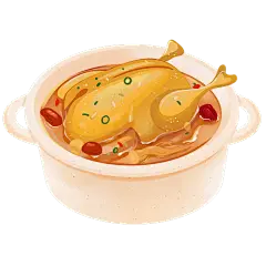 手绘肌理年夜饭菜品贴纸-鸡肉