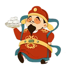 中国风小年财神爷元素贴纸