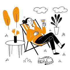  常规内容-人物系列插画风躺椅休憩度假人物