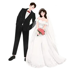 手绘风-人物插画贴纸-婚礼
