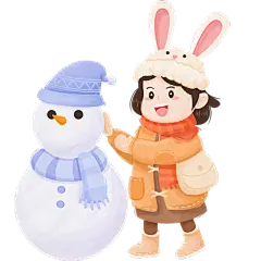 冬季冬天冬日传统节气大雪小雪手绘插画绘本儿童人物元素