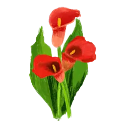 手绘-油画棒花卉植物元素贴纸9