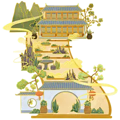 中国风-国潮山水园林卷轴8