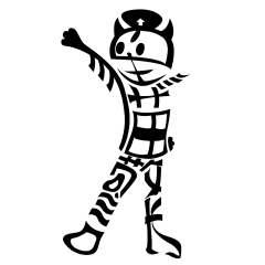 矢量-象形卡通人物常规贴纸-黑猫