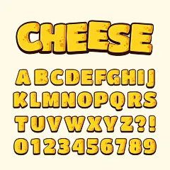 常规内容-艺术字系列插画风拟物芝士英文字母组合