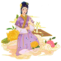 金边中国风人物插画素材