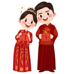 红色中式婚礼新人头像贴纸