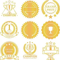 常规内容-图标系列插画风金色麦穗奖座图标