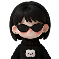 人物系列3D黑色短发戴墨镜的黑衣女孩元素