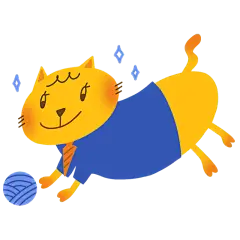 扁平矢量风动物元素贴纸-猫