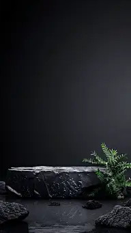 背景通用黑色石头展台背景场景图片素材
