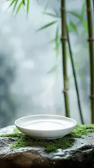 清明节实景山水石头盘子展台背景