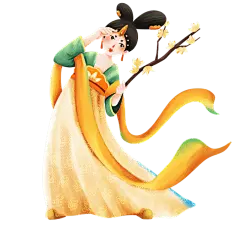 手绘-手绘汉服少女贴纸