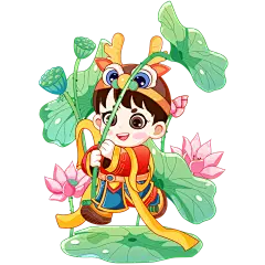 春节通用红色中国风国潮动漫风卡通感插画龙