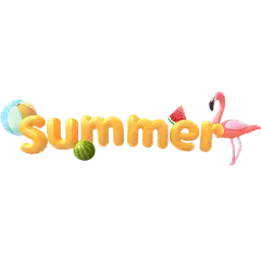 夏天通用3D气球艺术字元素素材
