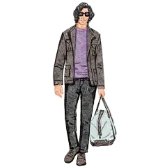 手绘-美式复古男性人物插画4
