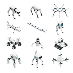 常规内容-图标系列3D互联网机器人相关图标元素组合