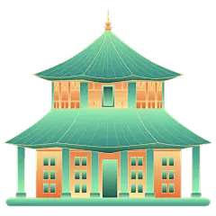 中国风-金边国潮建筑插画9