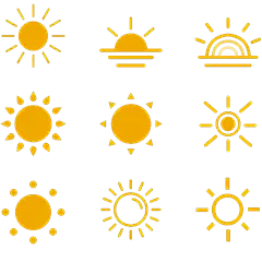夏天通用黄色矢量太阳元素素材