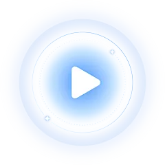 图标系列梦幻感蓝色半透明播放图标元素