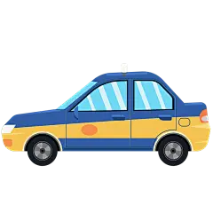 扁平-通勤汽车元素贴纸-出租车