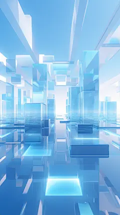 3D立体三维空间蓝色背景
