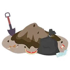 扁平-绿色生产元素-垃圾堆