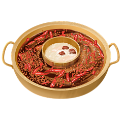 手绘-中式美食元素贴纸-火锅