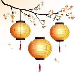 中秋节桂花灯笼插画免抠元素