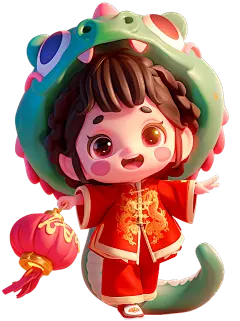 蛇年春节3D可爱感蛇头套人物元素