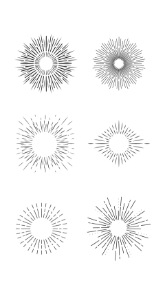 常规内容-纹理系列扁平风黑色放射状纹理光环元素组合