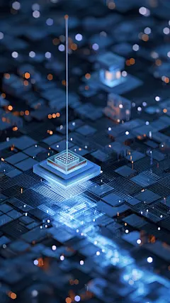 常规内容-科技风蓝色发光芯片背景