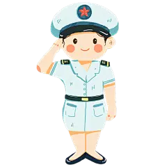 手绘卡通职业人物插画-海军