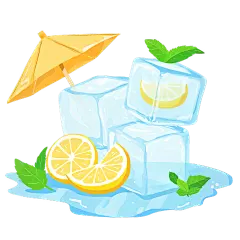 夏天扁平风清爽水果冰块元素