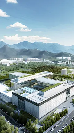 建筑通用现代化工业园区俯视拍摄图