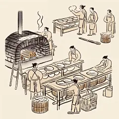 中国风系列插画风制饼水墨人物画（td）