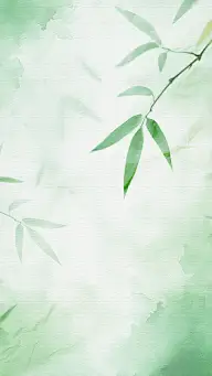 清明节清新感抽象水彩模糊竹叶背景