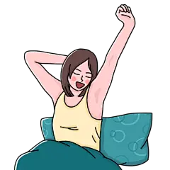 卡通漫画女性人物贴纸-起床