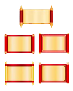 素材组合-3D喜庆卷轴节日元素