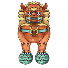国潮风-石狮子元素