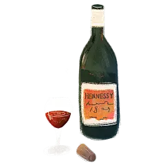 手绘红酒西方古典食物贴纸